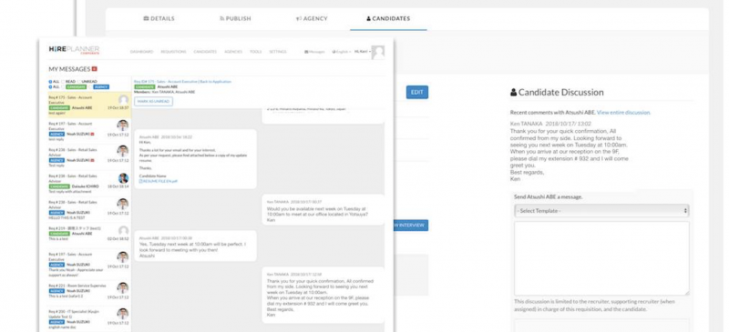 HirePlanner launches new candidate & agency messenger inbox