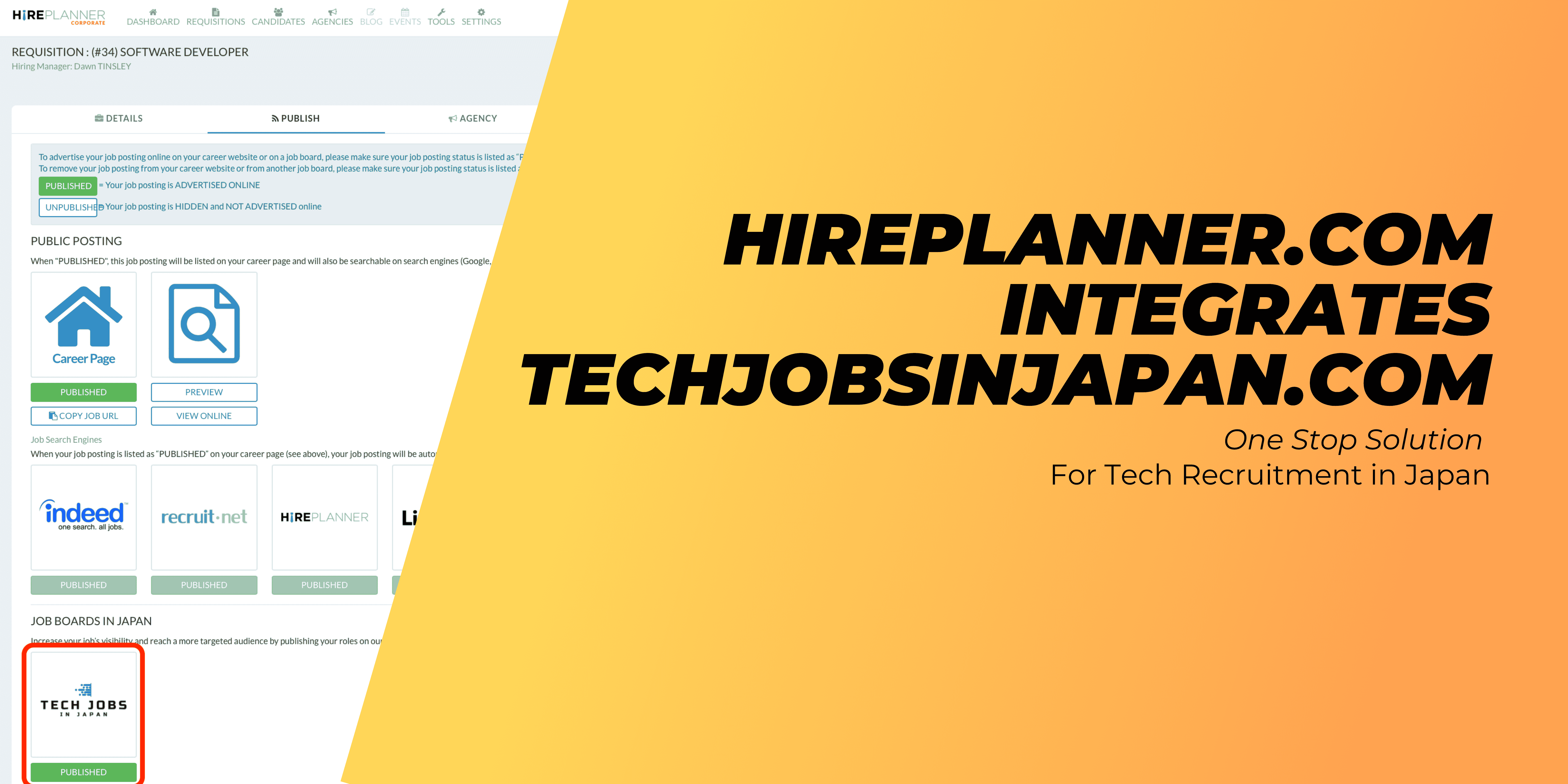 Simplifying IT Recruitment in Japan: HirePlanner.com Integrates TechJobsinJapan.com